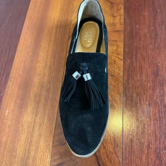 Franco Sarto Womens Hadden Black Suede Tassle Loafer - Picture 6 of 11